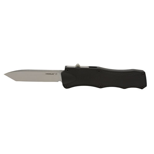 Hogue Out The Front 3.5" Automatic Tanto Blade Tumbled Finish Aluminum Frame - Matte Black