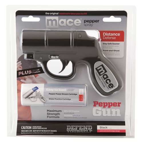 MACE Matte Black Pepper Gun W/Strobe LED